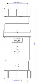 Сифон с сухим гидрозатвором 50-50 McAlpine  MRNRV50C
