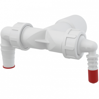 Колено с двумя штуцерами Alca Plast DN40/32 / 8–23 с обратными клапанами  P156Z