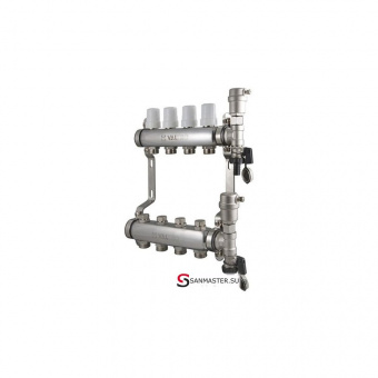 Коллекторный блок Valtec 1 дюйм, 6 x 3/4 дюйма, евроконус с термостатическими клапанами (VTc.588.EMNX.0606)
